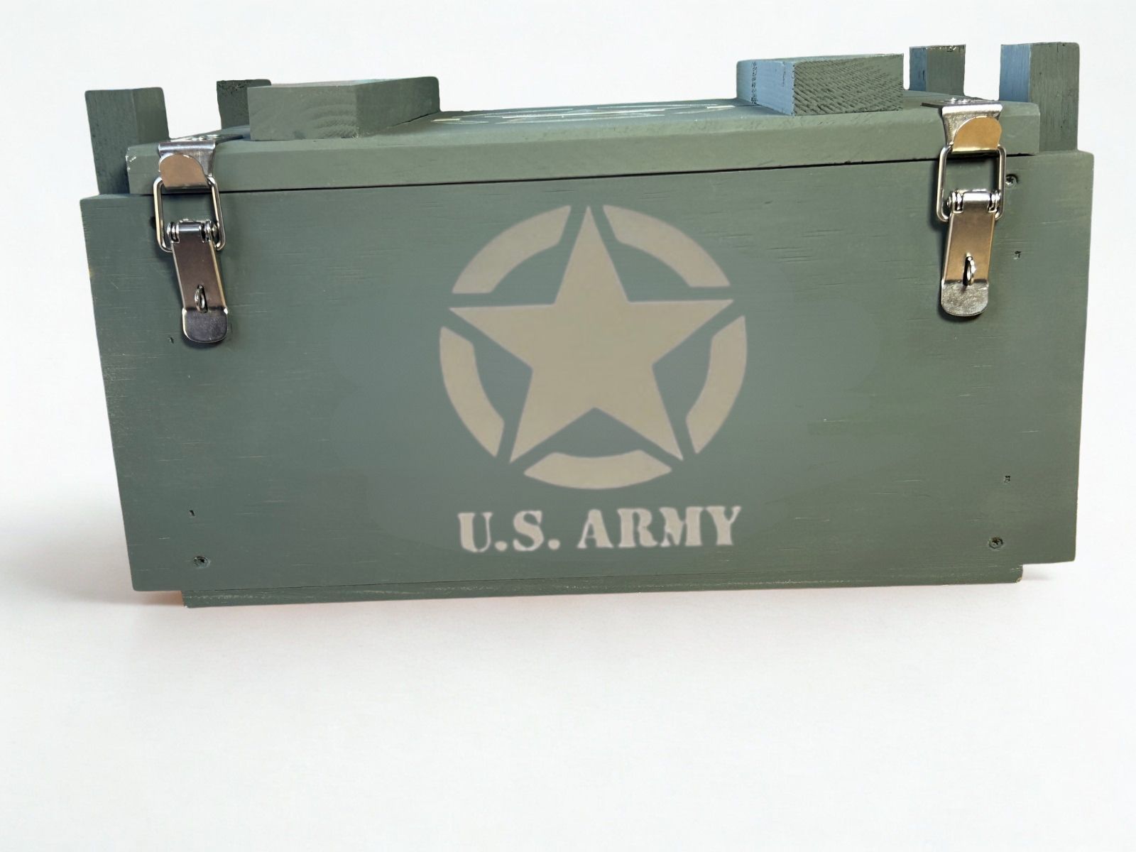 U.S. Army wooden ammo box with stainless hardware